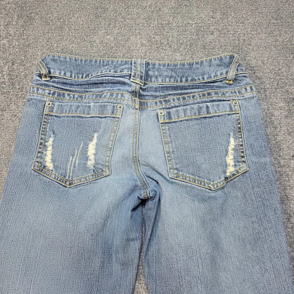 Vtg Y2K Arizona Jean Co Women's Low Rise Flare Jeans Size‎ 1 Distressed Crop - Picture 7 of 7